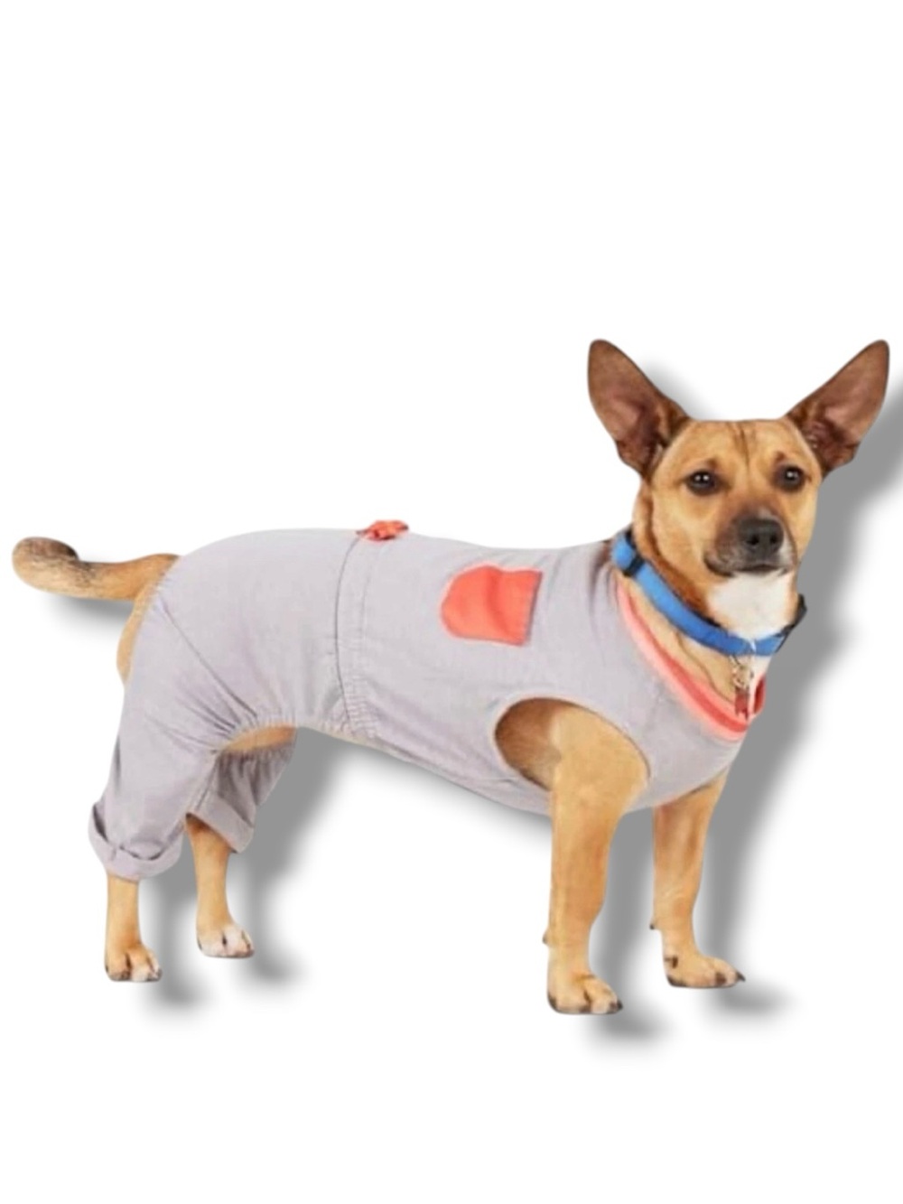 YOULY The Dreamer Gray & Orange Pocket Dog Pajamas Jumpsuit 11-14”